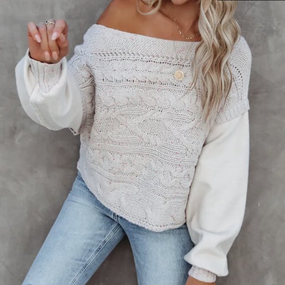 VICI Womens NWOT Chandy Cotton Blend Cable Knit Sweater MEDIUM Relaxed F… - Picture 3 of 13